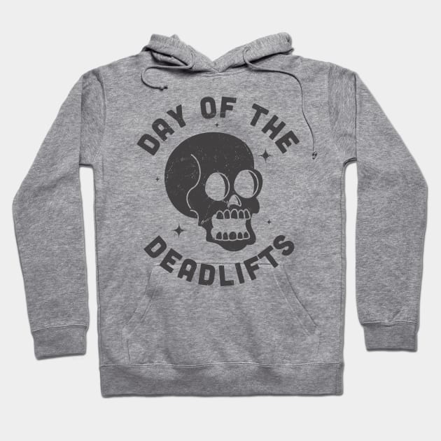 Day of the Deadlifts Funny Halloween Skull Workout Gym Hoodie by OrangeMonkeyArt